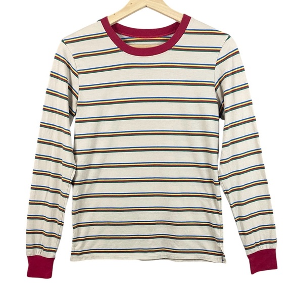 Zine Men’s Rainbow Stripe Longsleeve Pullover T-Shirt Size Extra Small - Picture 1 of 8